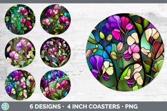 Bundle of six Watercolor Sweet Peas Round Coaster designs.