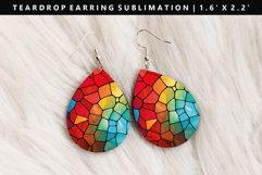 Stained Glass Teardrop Earring Sublimation PNG Design Product Image 1