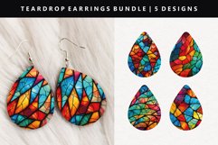 Stained Glass Teardrop Earring Sublimation PNG Design Product Image 1