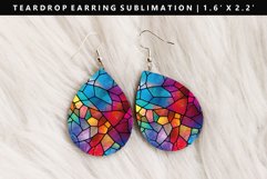 Stained Glass Teardrop Earring Sublimation PNG Design Product Image 1