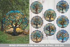 Stained Glass Tree Wind Spinner | Sublimation Spinner Design Product Image 1