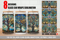 Stained Glass Tree Glass Can Wraps Product Image 1