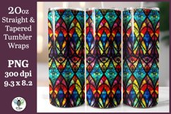 Seamless stained glass design being shown on a 20oz skinny tumbler