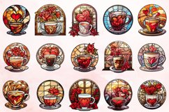 Stained Glass Valentine&#039;s Day Coffee Clipart Bundle Product Image 4