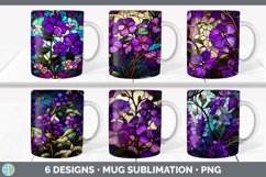 Bundle of six Watercolor Violets Mug Wrap designs.