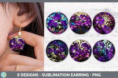 Bundle of six Watercolor Violets Round Earrings designs.