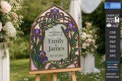 Stained Glass Wedding Welcome Sign Laser Cut Bundle | Floral Product Image 3