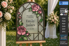 Stained Glass Wedding Welcome Sign Laser Cut Bundle | Floral Product Image 8