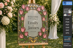 Stained Glass Wedding Welcome Sign Laser Cut Bundle | Floral Product Image 9
