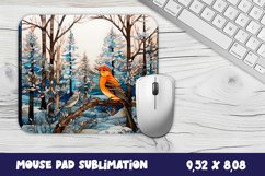 Stained Glass Winter bird Mouse Pad Sublimation Product Image 1