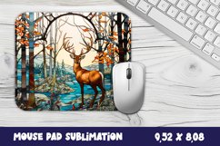 Stained Glass Winter Deer Mouse Pad Sublimation Product Image 1