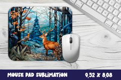 Stained Glass Winter Deer Mouse Pad Sublimation Product Image 1