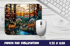 Stained Glass Winter Deer Mouse Pad Sublimation Product Image 1
