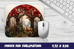 Stained Glass Winter Deer Mouse Pad Sublimation Product Image 1