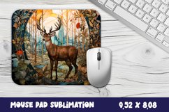 Stained Glass Winter Deer Mouse Pad Sublimation Product Image 1