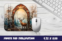 Stained Glass Winter Deer Mouse Pad Sublimation Product Image 1