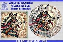 Wolf in Stained Glass Style Wind Spinner Sublimation Design Product Image 1