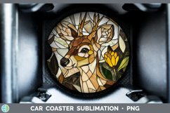 GorgeousStained Glass Woodland Car Coaster design.