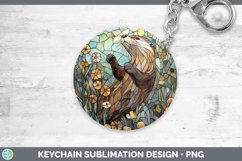 GorgeousStained Glass Woodland Keychain design.