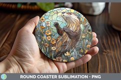 GorgeousStained Glass Woodland Round Coaster design.