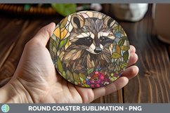 GorgeousStained Glass Woodland Round Coaster design.