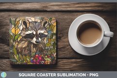 GorgeousStained Glass Woodland Square Coaster design.