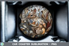 GorgeousStained Glass Woodland Car Coaster design.