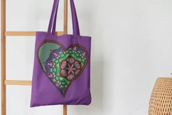 Stained Glass Mandala Heart PNG for sublimation, stickers Product Image 2