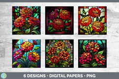 Bundle of six Floral Zinnias Paper Backgrounds designs.