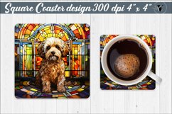 Square Coaster sublimation | Stained glass Dog Product Image 1
