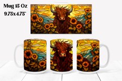 Highland cow mug wrap | Cow stained glass mug PNG Product Image 1