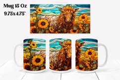 Highland cow mug wrap PNG | Cow stained glass mug PNG Product Image 1