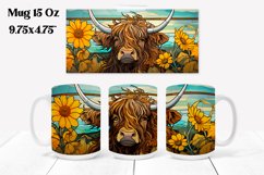 Highland cow stained glass sunflower mug Product Image 1