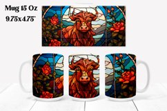 Highland cow stained glass flower mug sublimation Product Image 1