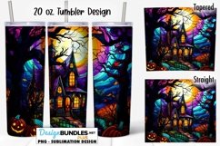 Stained Glass Haunted House Halloween 20 oz Tumbler Design Product Image 1