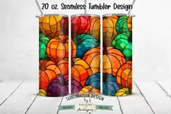 Stained Glass Pumpkins | Seamless 20 oz Tumbler Design Product Image 1