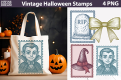 Vintage Halloween Postage Stamp Bundle | Spooky Clipart Product Image 11