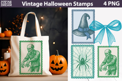 Vintage Halloween Postage Stamp Bundle | Spooky Clipart Product Image 12