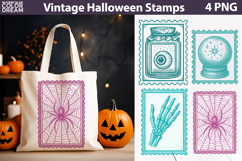 Vintage Halloween Postage Stamp Bundle | Spooky Clipart Product Image 13