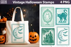 Vintage Halloween Postage Stamp | Spooky Clipart Product Image 1