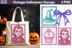 Vintage Halloween Postage Stamp | Spooky Clipart Product Image 1