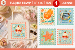 Summer Stamp PNG, Lemon Beach Coastal Postage Stamp Design Product Image 1