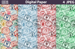 Christmas Stamps Digital Paper | Seamless Pattern Product Image 1