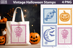 Vintage Halloween Postage Stamp | Spooky Clipart Product Image 1