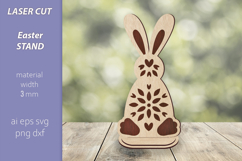 Easter bunny stand laser cut, Flowers ornament engrave Product Image 3