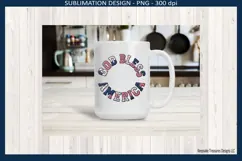 God Bless America patriotic patchwork sublimation design Png with red white and blue stars stripes and gingham for 4th of July crafts