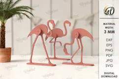 Standing Flamingos Lasercut. Wooden Flamingo Stand Decor SVG Product Image 1