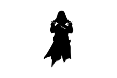 Standing Assassin Silhouette Illustration Design Product Image 1