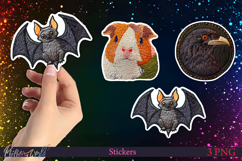 Animal Stickers | Embroidery-like Designs | Crow and Bat Product Image 1
