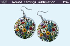 Wildflowers Round Earrings | Flowers Stained Glass Earrings Product Image 1